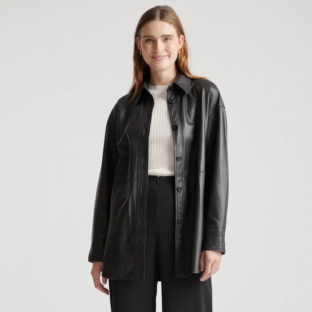 NWT Quince 100% Leather Shirt Jacket